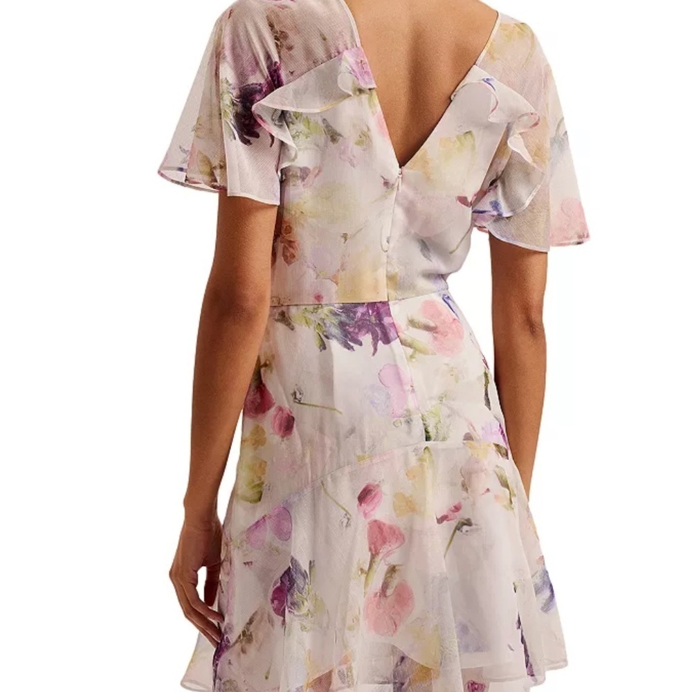 New Ted Baker, 0 London Floral Mini Dress - Pink and Purple - Picture 2 of 8